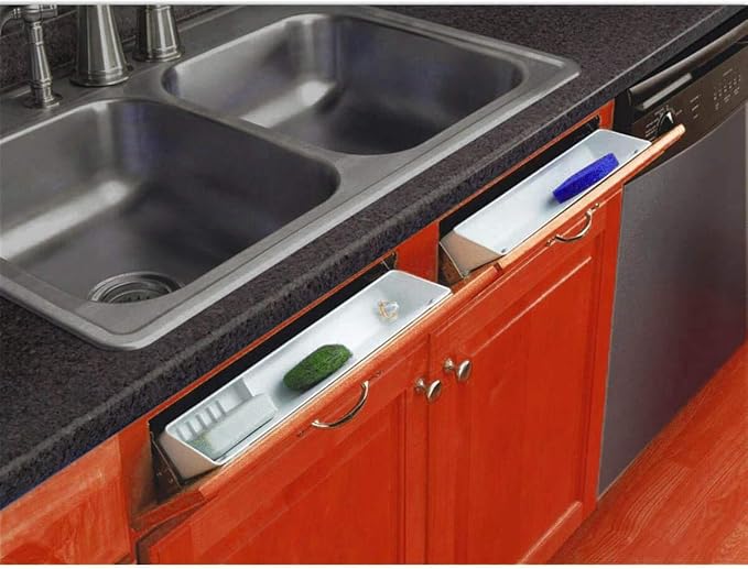 Aiwaiufu 11“ Kitchen Sink Front Trays Tip Out Tray Set 11 Inch Polymer Plastic White – 2Pack