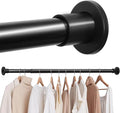 Black Adjustable Closet Rod 18-48 Inches, Heavy Duty Metal Clothes Hanging Rod, Rust-Proof Non-Slip Wardrobe Bar for Closet, Laundry Room, RV