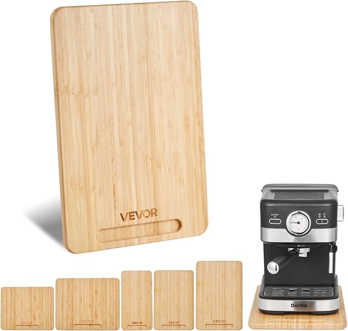 VEVOR Appliance Slider, Medium 14 x 9.5-inch, Rolling Sliding Tray with Rubber Wheels & Hollow Handle, Easy to Clean, Appliance Rolling Tray for Coffee Maker, Kitchen Countertop, Natural Wood