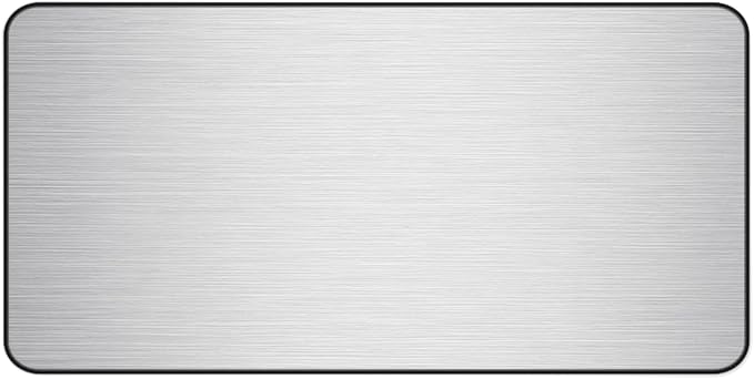 Brushed Metal Texture Desk Mat - Extended Mouse Pad & Desk Pad, Neoprene Surface, Non-Slip Rubber Base, Stitched Edges, Desk Protector for Keyboard & Mouse (Silver, 16x32)