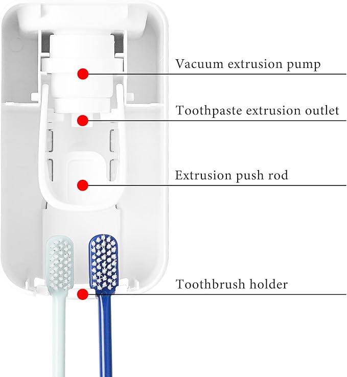 2 Slot Toothbrush Holder and Toothpaste Dispenser Wall Mounted, Automatic Toothpaste Squeezer, 2 in 1 Tooth Brush Toothpaste Organizer for Shower (Clear 2Pack)