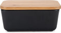 Nat & Jules Ceramic Stoneware 1/2 Pound, 2 Sticks Butter Dish with Airtight Bamboo Lid, Kitchen Accessory, Container Holder, Refrigerator Storage and Countertop Organization, Matte Black