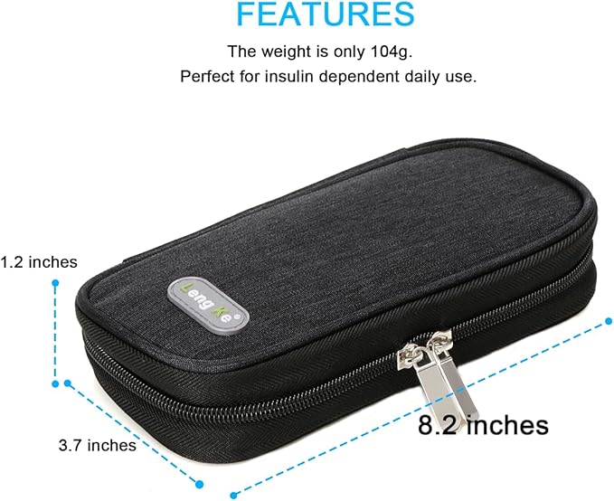 YOUSHARES Insulin Cooler Travel Case - Diabetic Case Insulated Organizer Portable Cooling Bag for Insulin Pen and Medication Diabetic Care Supplies with 2 TSA Approved Ice Pack (Black)