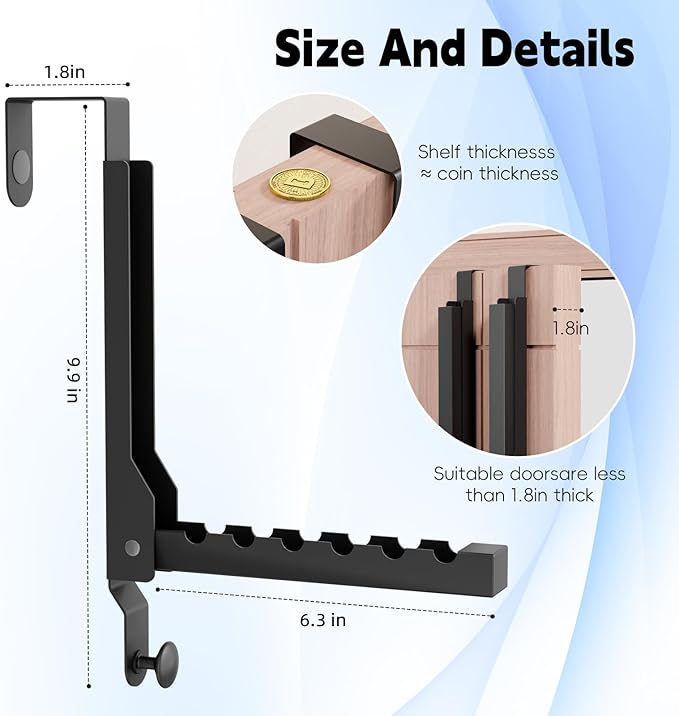 BAKON Over The Door Hanger Folding Clothes Drying Rack, Folding Hanging Coat Rack for Indoor Laundry Room Compact Small Space Foldable Portable Clothing Hanger Hook Collapsible (Black-2(Upgraded))