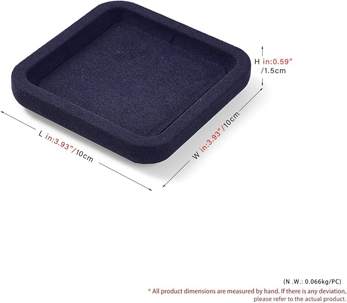 Premium Microfiber Jewelry Display Tray - Small Blue Velvet Organizer for Rings, Earrings, Necklace, Bracelet - Photograph, Trade Show, Dresser Storage (10x10cm, XS)
