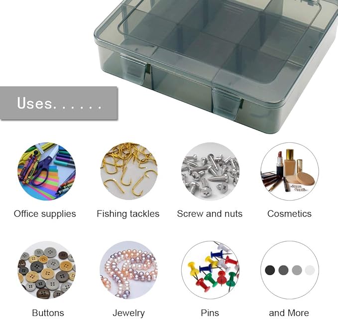 9 Grids Art Craft Supply Organizer Storage Containers, Compartment Storage Box with Removable Dividers for Jewelry, Beads, Buttons, Small Parts