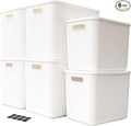 Set Of 6 Plastic Storage Bins,Versatile Kitchen Pantry Organization and Storage,for Plastic Storage Container Under Bed,Under Sink Bathroom Organizer (White, 4 XL+2 L)