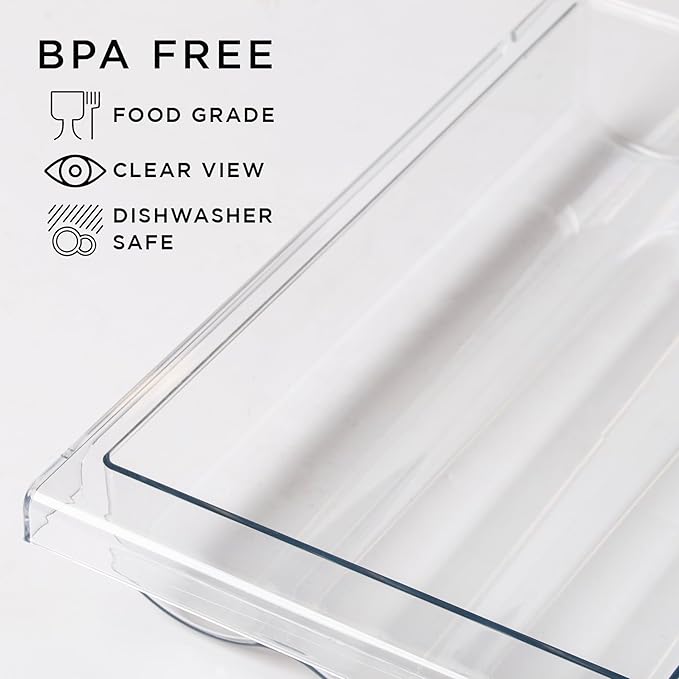 BINO | Pull-out Egg Holder Organizer | THE HANGER COLLECTION | Fridge Egg Drawer Organizer | Clear Egg Holder Tray for Refrigerator and Pantry | 18 Eggs Shelf Holder Storage Drawer