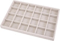 Mornajina 24 Grids Velvet Jewelry Tray Jewelry Display Tray, Stackable Empty Plate Trays for Earrings Necklaces Bracelet Rings Display Showcase - Beige