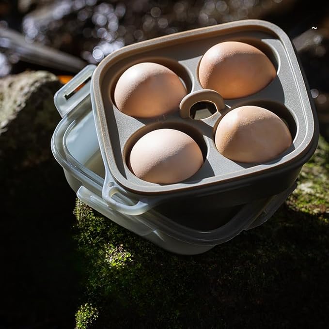4 Girds Egg Holder Container - Portable Camping Carrier Egg Holder, PP Silicone Crush-Resistant Protection, for Camping Picnic Travel Outdoor Refrigerator Kitchen