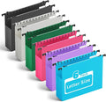 Ansook Extra Capacity Plastic Hanging File Folders Letter Size,Heavy Duty 2" Expanding Accordian Pocket with Black Insert Gasket, Filing Cabinet Folders,6 Pack Colored File Hanging Folders Organizer