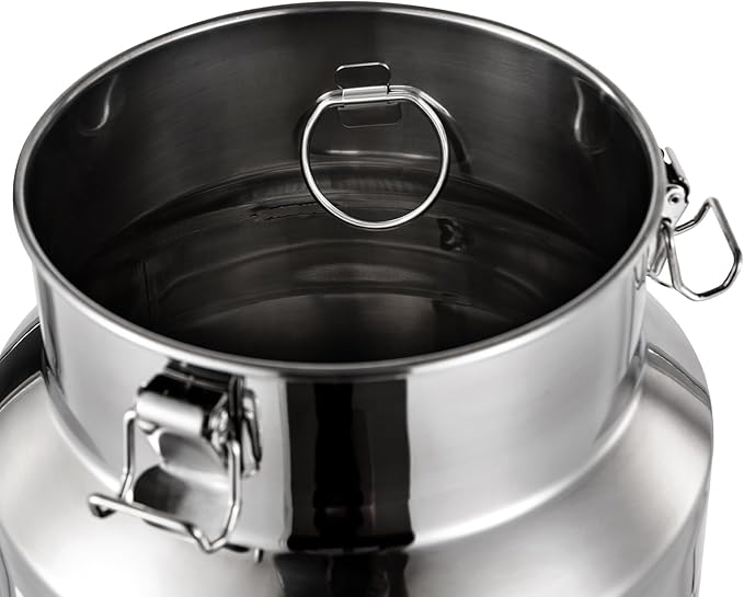 Milk Can Barrel Stainless Steel Beverage Drink Dispenser Large Capacity Storage Bucket Container with Faucet and Handles for Milk Coffee Wine Oil Rice Cereals Water (15L/3.96Gal)