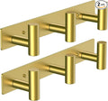 VAEHOLD Hat and Coat Wall Mount Rack - Hooks for Robes, Bags, Keys, and Towels - Bathroom Towel Hanger Organizer (Gold, “T“ Shape 3 Hooks 2 Pack)