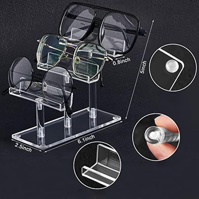 Set Of Two 3 Tier Acrylic Sunglasses Display Stands For Organized And Accessible Eyewear Storage Solutions(black)