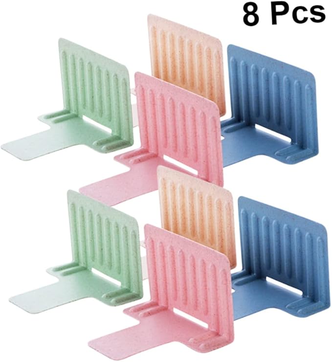 8-Piece PP Drawer Dividers for Refrigerated Food Storage Stackable Kitchen Organizer Adjustable Size for Cabinets and Freezers Random Color