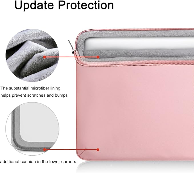 Voova Laptop Sleeve Case 13 13.6 Inch for Women, 360°Protective Waterproof Slim Computer Bag Cover Compatible with MacBook Air 13 M1/M2/M3/M4 2020-2024, MacBook Pro 13, IPad Air/Pro 13, Pink