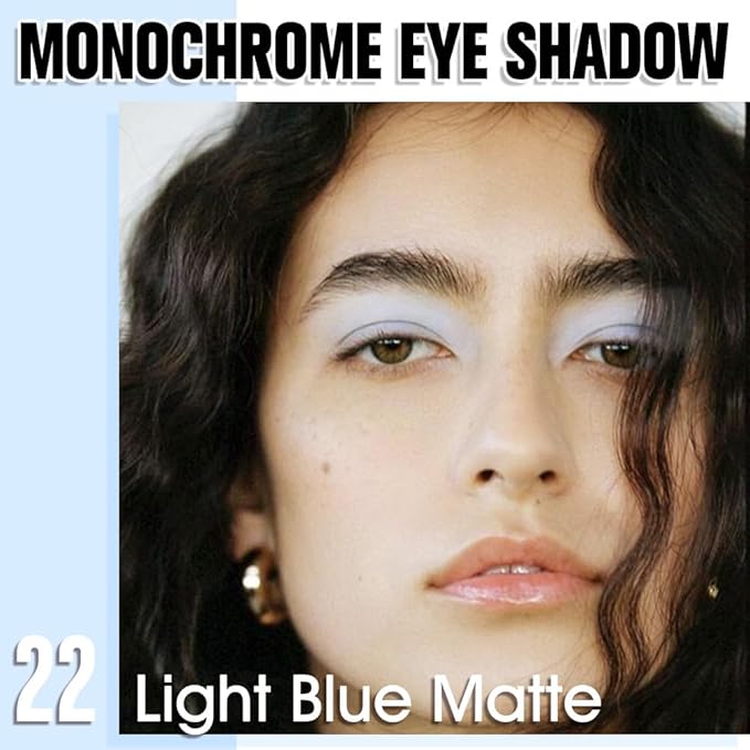 Light Blue White Single Eyeshadow Makeup, Neutral Powde Eye Shadow for Women, Light White Matte Singles Eyeshadow Palette Pigmented Waterproof,sombras para ojos, Girls Christmas Eyeshadows Gift