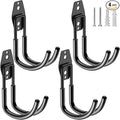 Heavy Duty Garage Hooks 4 Pack, J Shaped Hanger, Wall Mounted Storage System, Power and Garden Tool Organizer, for Hanging Ladders, Bikes Tires, Hose, Bulk Items