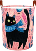 Laundry Baskets 15.7x19.7 Inch Large Black Cat Bird Floral Scarf Design Collapsible Laundry Hamper with Handles Oxford Fabric Clothes Storage Bin Foldable Dirty Clothes for Bedroom Bathroom Dorm