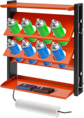Spray Can Holder Wall-mounted Paints Holder Garage Storage Heavy Duty Paint Bottle Organizer for Garage & Home 8 Can Holes & 2 Shelf Shop Organization And Storage