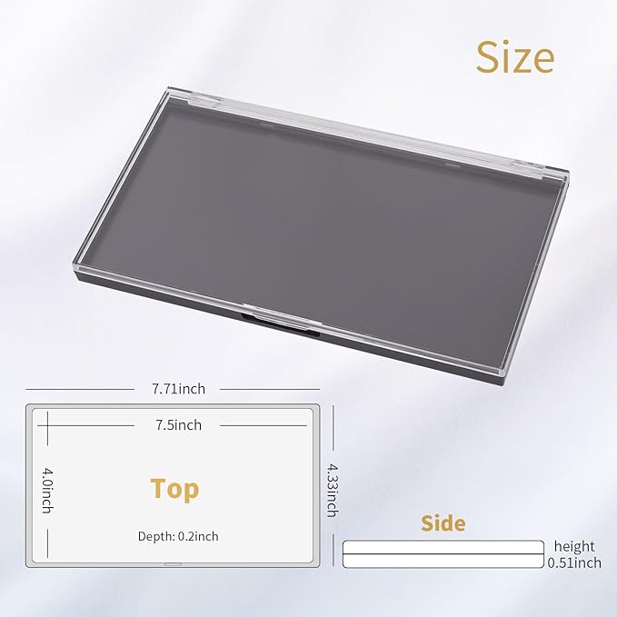Magnetic Makeup Palette with Clear Top, 3Pack Empty Eyeshadow Pan Dispensing Storage Box with 60Pcs Adhesive Metal Stickers for DIY Cosmetics Lipstick Blush Powder-7.71”X4.33”Palette