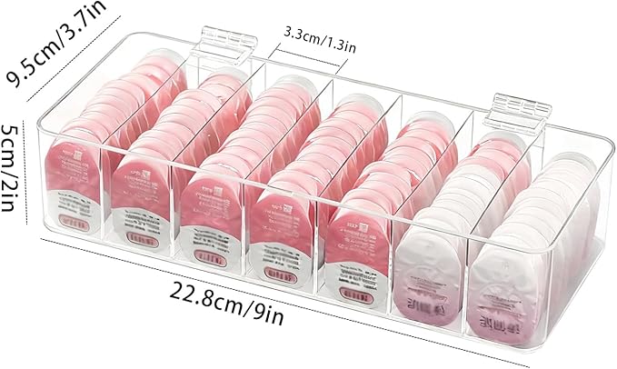 Clear Acrylic Makeup Organizers, 7-Section Bathroom Organizer for Drawer, Cosmetic Display Cases with Lid, Blushes Highlighters Eyeshadow Powder Makeup Organizer Holder Storage