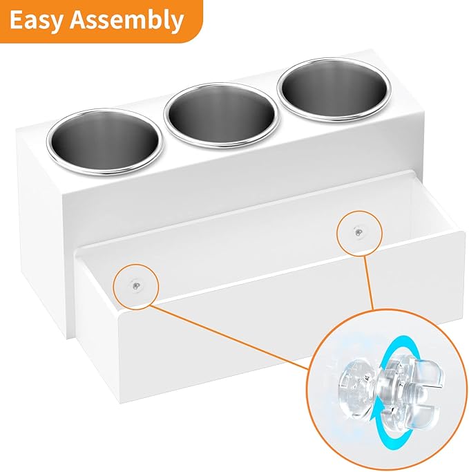NIUBEE Hair Tool Organizer, Acrylic Hair Dryer and Styling Holder, Bathroom Countertop Blow Dryer Organizer, Vanity Storage Stand for Accessories, Makeup, Toiletries (White)