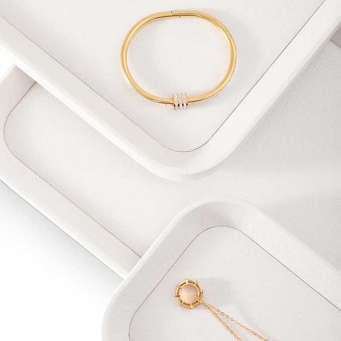 Ring Display, Leather Earring Organizer,Luxury Key Tray,Premium Decorative Tray,White Jewelry Dish