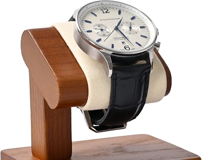 Oirlv Solid Wood Single Watch Display Stand Showcase Bracelet Bangle Jewelry Display Holder Wristwatch Holder for Men or Women(Creamy-white)