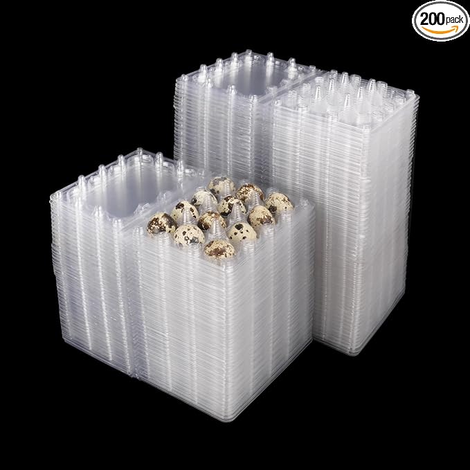 200 Pack Quail Egg Cartons, Clear Plastic Quail Egg Trays, Holds up to 12 Quail Eggs Securely - Your Ultimate Small Eggs Carton Holders for Bulk Storage and Display
