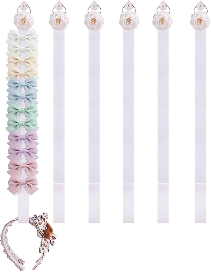 6PCS Bow Holder Hair Bow Organizer,Baby Decorative Hair Accessories Organizer,Flower Hair Clips Storage Bow Holder for Girls Hair Bows,Room Nursery Wall Hanging Decors (hua-6-B) (hua-6-B) (hua-6-B)