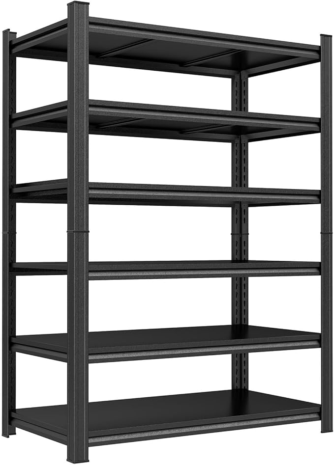 Garage Storage Shelves,5 Tier Shelving Unit, 40 inch Wide, 18” Deep, 78” Tall Organizer Metal Shelf for Basement/Laundry/Pantry Heavy Duty, Adjustable,Easy to Install (6Tier-39.4"Wx17.7"D"x82"H)