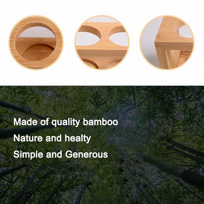 Natural Bamboo Essential Oils Storage Rack fits 15ml bottles 1 Tier Tabletop Display Stand for Aromatherapy Bottles Storage Shelf fits 15ml 10ml 5ml bottles (5 Slots * 2pcs)
