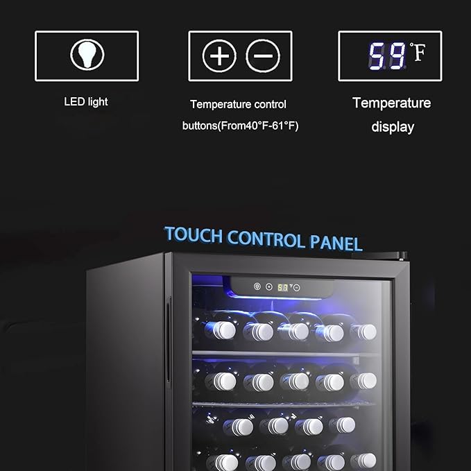 Antarctic Star 16 Bottle Wine Cooler/Cabinet Beverage Refrigerator Small Mini Wine Cellar Beer Soda Clear Glass Door Bar Fridge Quiet Operation Compressor Adjust Temp Control Freestanding, 2.4 Cu. ft