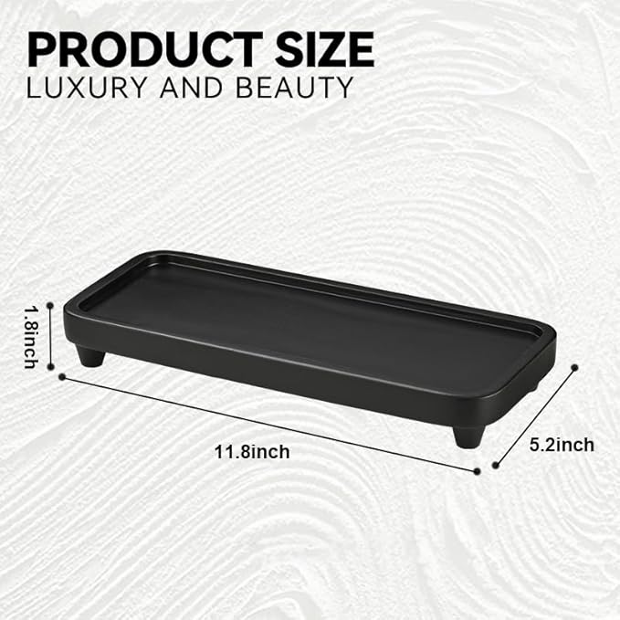 Bathroom Tray for Counter,Vanity Tray,Soap Dispenser Tray for Kitchen Sink, Kitchen and Home Decor(Black)