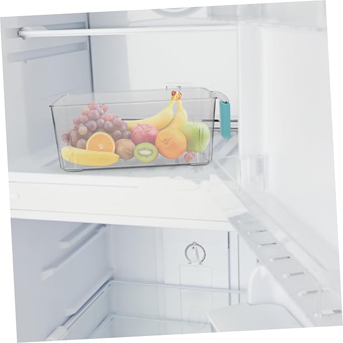 NUOBESTY Large Capacity Fruit and Vegetable Fresh Storage Container for Fridge Clear Pet Material Organizer Bin with Handle Design Space-saving Produce Saver Box for Refrigerator
