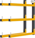 2 PACK Lumber Storage Rack Wall Mount Wood Organizer Storage Racks Heavy Duty Shelf Brackets with 3-Level System 360 LB Sturdy Folding Garage Wall Shelving, Snowboard Rack for Indoor and Outdoor
