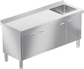 WWK 59" x 21" Stainless Steel Sink with Cabinet, Freestanding Utility Sink Laundry Sink, Heavy Duty Commercial Kitchen Sink for Outdoor, Restaurant, Hotel, Cafe, and Garage, 21D x 59W x 35H inches