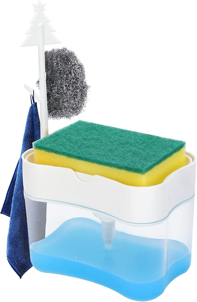 Premium Quality Dish Soap Dispenser - Countertop Kitchen, Sink Dish Washing Soap Dispenser 13 Ounces (Sponge Included)
