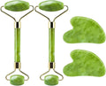 4-Piece Body Roller Jade & Authentic Jade Roller and Gua Sha Set for Face and Body Sculpting, Puffiness Reduction, Lymphatic Support, and Relaxing Spa Massage