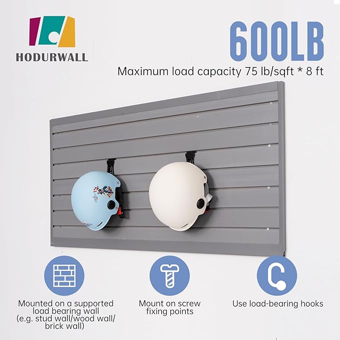 Slat Wall Paneling Garage Wall Organizer Slatwall Panels 4'x 2' Garage Slat Wall Storage Systems, Grey Slat Board PVC Wall Panels Slatwall Displays Garage Tool Organizer Wall Mount Ladder Bike Rack