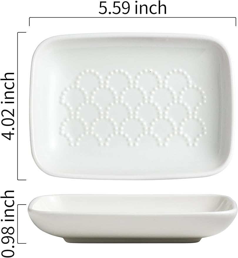 Gomakren Soap Dish for Shower, Christmas Ceramic Soap Dishes for Bar Soap Sponge, Shower Soap Holder Saver Tray for Bathroom Kitchen Sink, Easy to Clean, White
