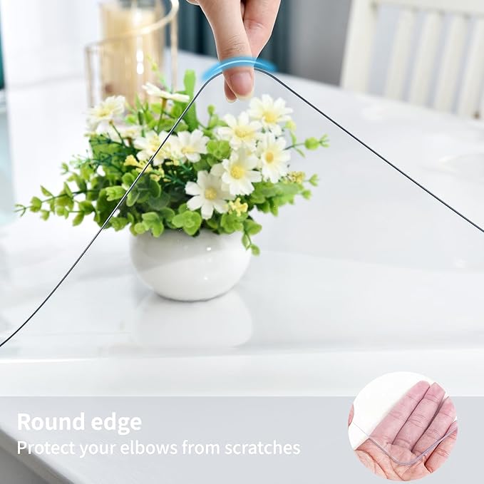 Clear Desk Mat, Non-Slip PVC Desk Protector Mat with Round Edge, Heat Resistant & Waterproof Clear Desk Writing Mat for Home and Office (11.8''*11.8'')