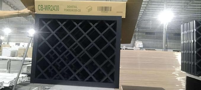 Solid Wood RTA Wine Bottle Rack Wall Cabinet with Lattice Panels - Bottle Holder Storage for Bar, Pantry, or Wine Cellar - Mocha Finish Countertop Solution (Gray, 24'W 12'D 30'H)