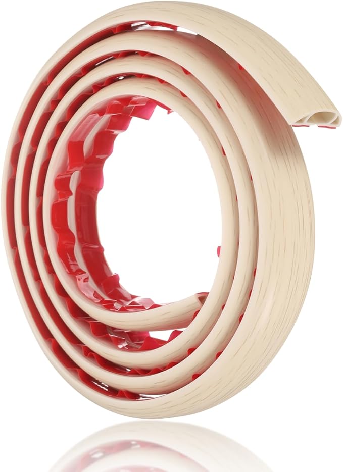HARFINGTON 6ft Cord Cover Floor W0.6 x H0.33 Inner Channel PVC Hide Extension Cable Floor Wire Hider Wire Covers Protector for Prevent Cable Trips Cables Management, Wood Beige