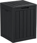 28 Gallon Resin Deck Box, Lockable Patio Outdoor Storage Box for Furniture, Garden Tools and Tools Storage, Waterproof Outside Storage Boxes - Black