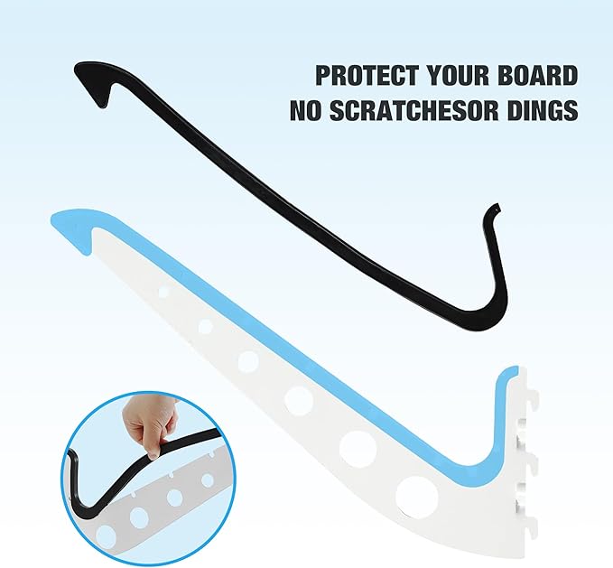 4 Board Surf Rack Wall Mount for Surfboard, Wakeboard, Snowboard Storage Adjustable Wall Hangers Boards Display White