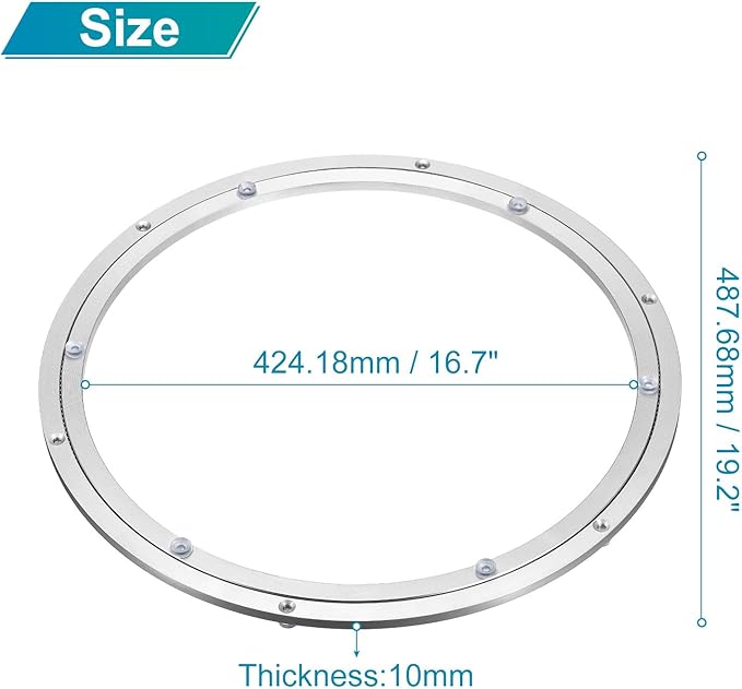 MECCANIXITY Aluminum Lazy Susan 20 Inch Turntable Ring Large Bearing Metal Rotating Turntable Bearings Swivel Plate Hardware for Round Dining-Table Showcase Display Stand Services Silver