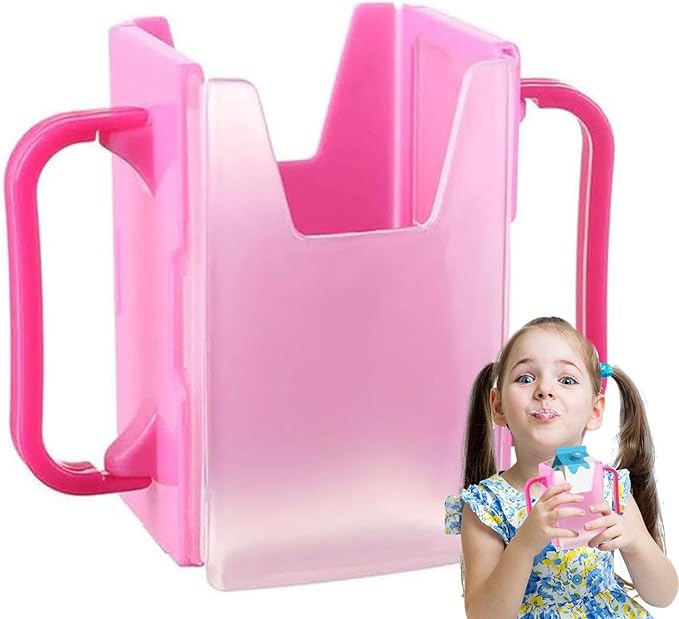 Milk Box Holder - Toddler Drinking Bottle Holder, Reusable Toddler Cup Holder | Squeeze Proof Pouch Holder, Portable Juice Bag Holder, Adjustable Drink Pouch Holder Suitable for Kids and Toddler