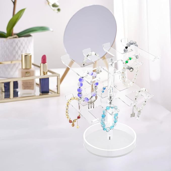 Bigfety Bracelet Holder Organizer, 2 Tier Acrylic Bracelet Display Stand for Women